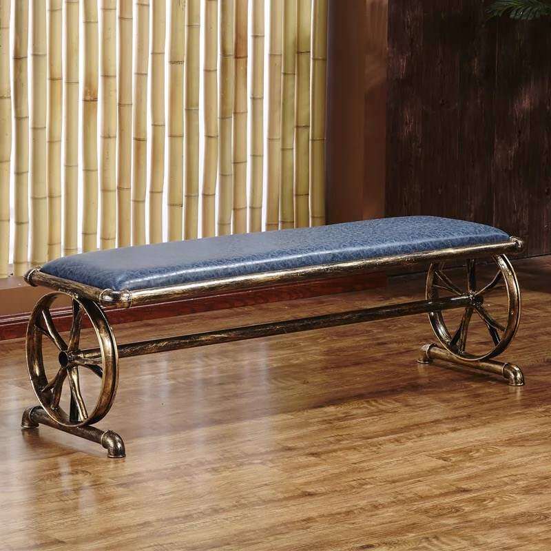 美发店等候沙发长条发廊专用休息区复古美发休闲理发店等候椅长椅