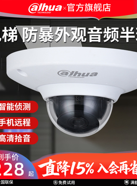 大华200万网络监控摄像头电梯音频防暴外观半球DH-IPC-HDP2230C