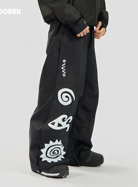 DOOREK25新款元素图腾滑雪裤弯刀宽松版型单板双板通用原创设计风