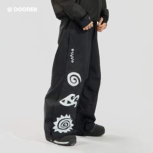 DOOREK25新款元素图腾滑雪裤弯刀宽松版型单板双板通用原创设计风