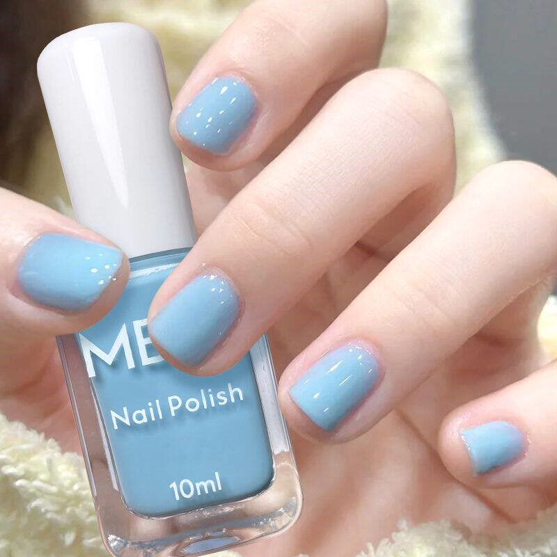 奶蓝色指甲油免烤快干可撕可剥无味水性健康显白微胶美甲2026新款