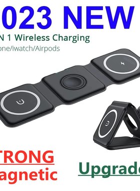 3 In 1 Magnetic Wireless Charger Pad Stand Foldable for iPho