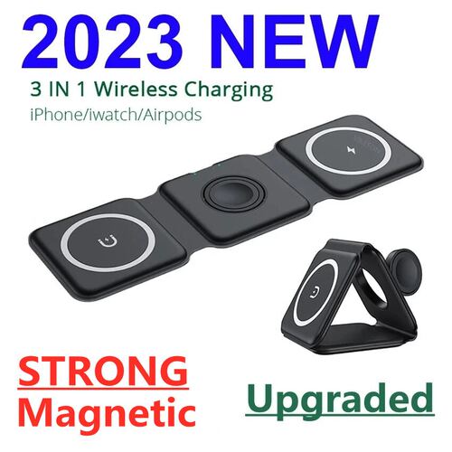 3 In 1 Magnetic Wireless Charger Pad Stand Foldable for iPho