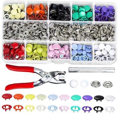 200pcs 9.5mm 10 Colors Metal Prong Snap Button Grommets Fast