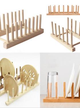 DIY Bamboo Drainer Wooden Dish Rack Plates Holder Kitchen St