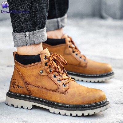 Casual Work Shoes For Men Autumn Winter Warm Fur Retro Boots