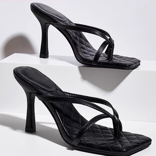 9cm夹趾凉拖lazada fashion high heels slippers sandals women