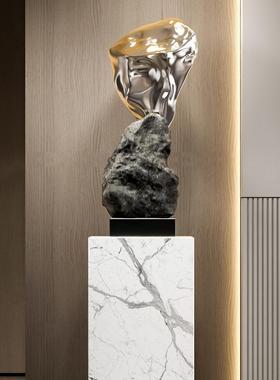 艺贝子电镀假山石头大型落地摆件酒店会所售楼处样板房艺术品雕塑