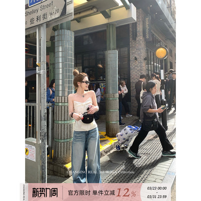 CHANGINGREAL白色蝴蝶结抹胸