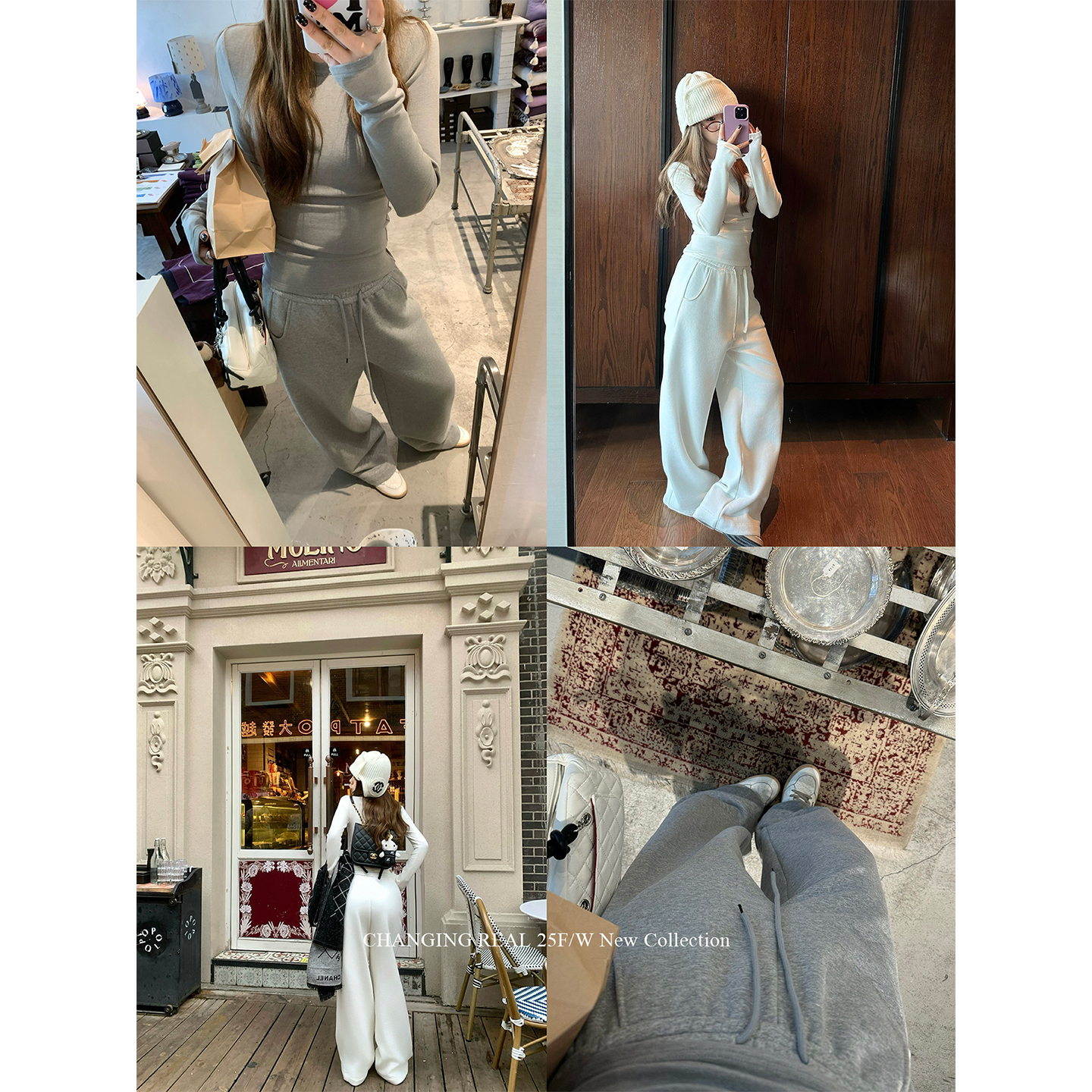 CHANGINGREAL加绒阔腿卫裤女