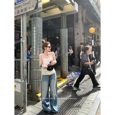 CHANGINGREAL白色蝴蝶结抹胸