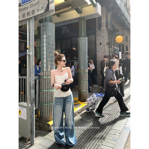 CHANGINGREAL白色蝴蝶结抹胸