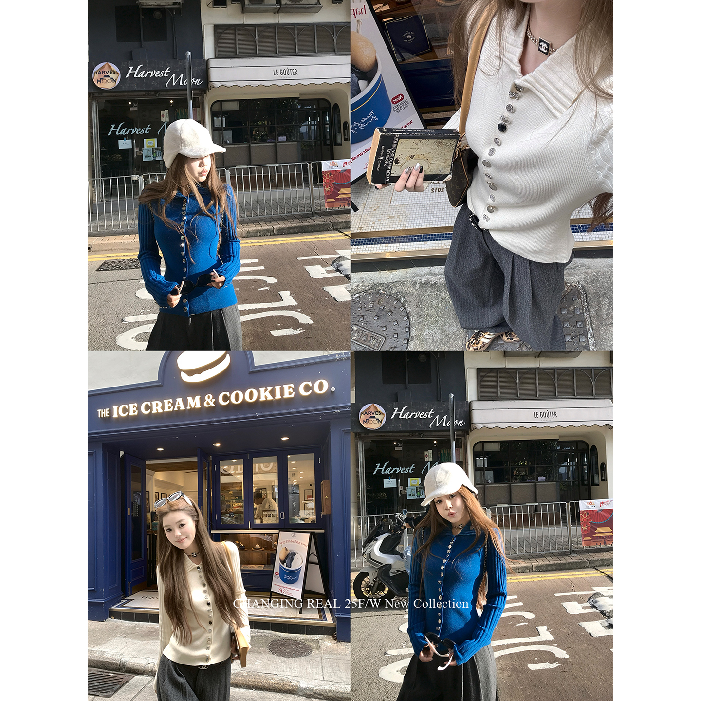 CHANGINGREAL单排扣长袖针织衫