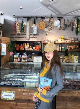 CHANGING REAL 琥珀云烟 撞色假两件针织衫女修身显瘦开衫上衣秋