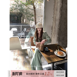 女运动外套休闲卫裤 CHANGING 果绿摇粒绒卫衣套装 海盐薄荷 REAL