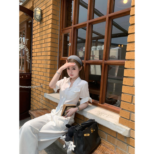 CHANGINGREAL白色亚麻衬衫女夏