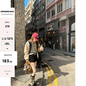 复古高腰显瘦a字阔腿休闲裤 CHANGING 黑色卫裤 短裤 REAL 松弛律动