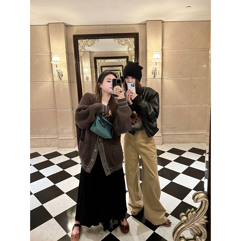 CHANGINGREAL黑色针织百褶裙