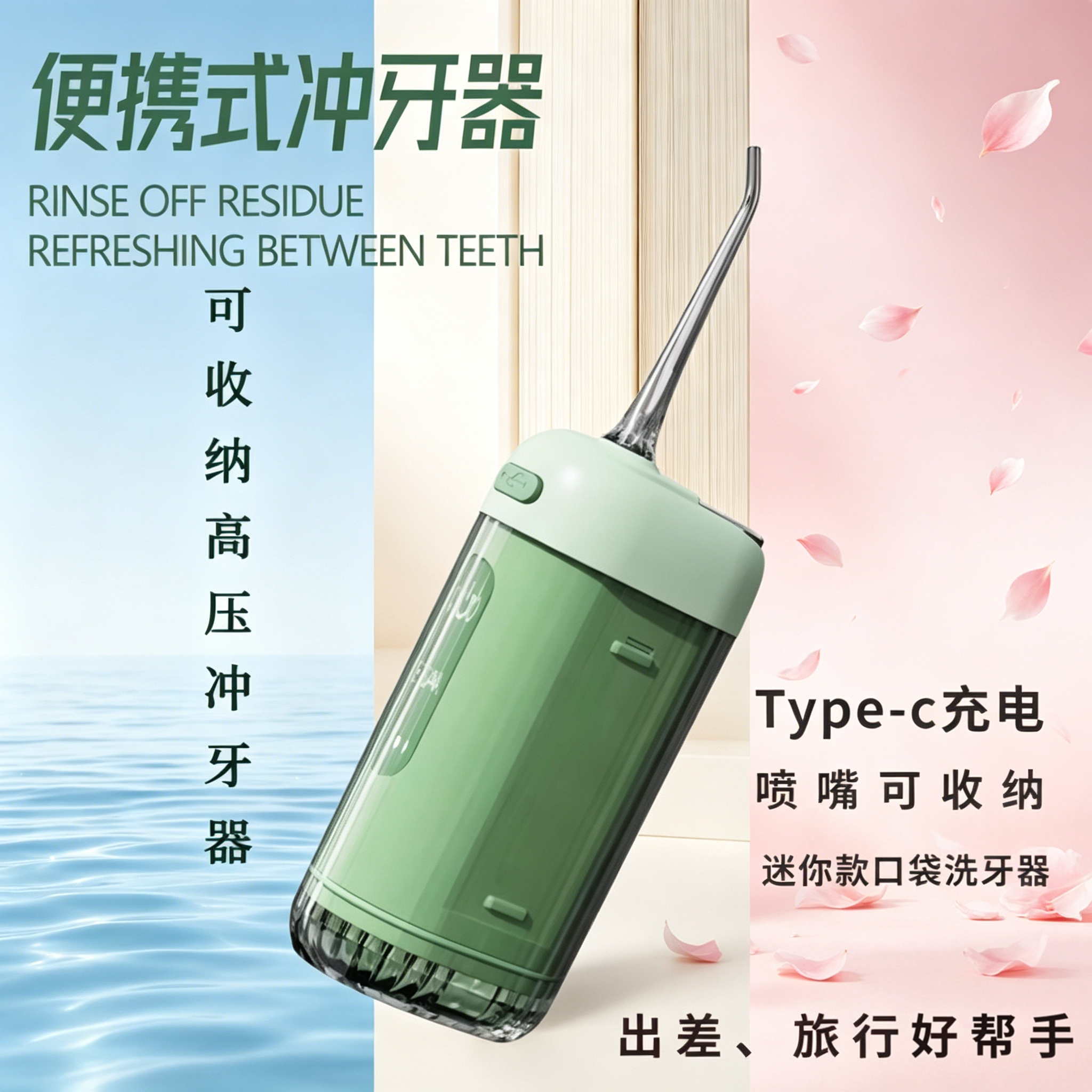 可收纳迷你口袋冲牙器护龈水牙线出差旅行随身牙缝清洁洗牙神器