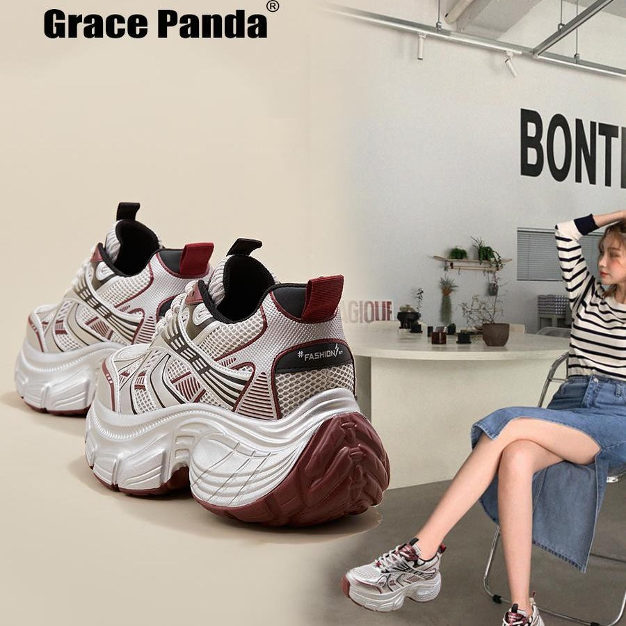 香港GP2025新款超厚底网面内增高