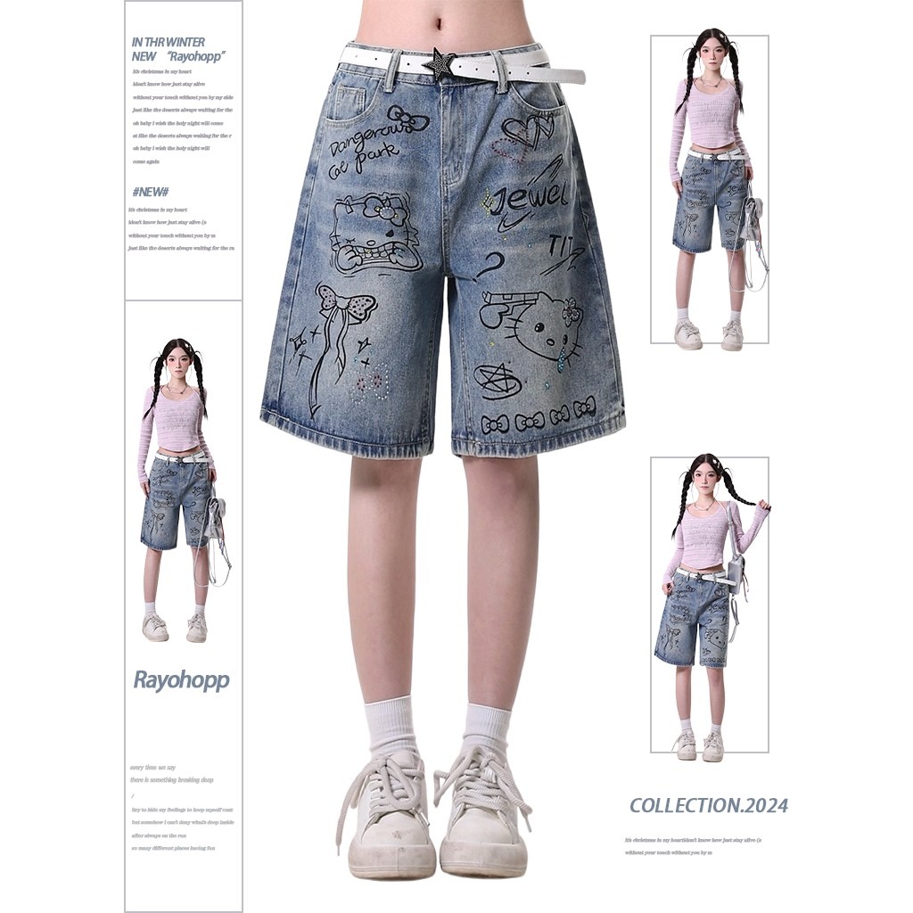 Rayohopp牛仔短裤女夏季新款日系