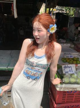 火火火【贯穿入夏】印韩休闲花L33402HH背心吊连带衣裙女显瘦版中
