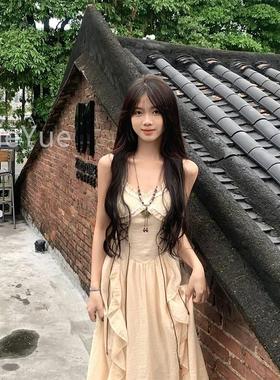 假波西米亚闲复古风吊带连衣裙女夏季新款72042599海边度休高级感