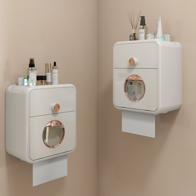 卫生间纸巾盒防水厕纸盒免打孔壁挂式抽纸盒厕所卫生纸卷纸置物架