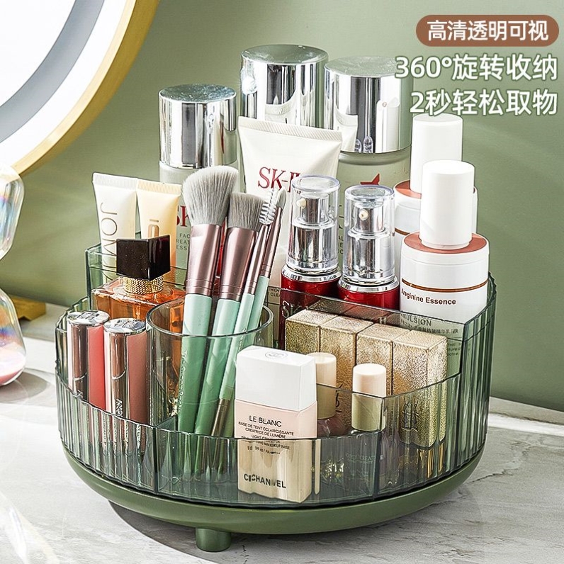 透明旋转化妆品桌面收纳盒学生宿舍ins口红化妆刷子置物架