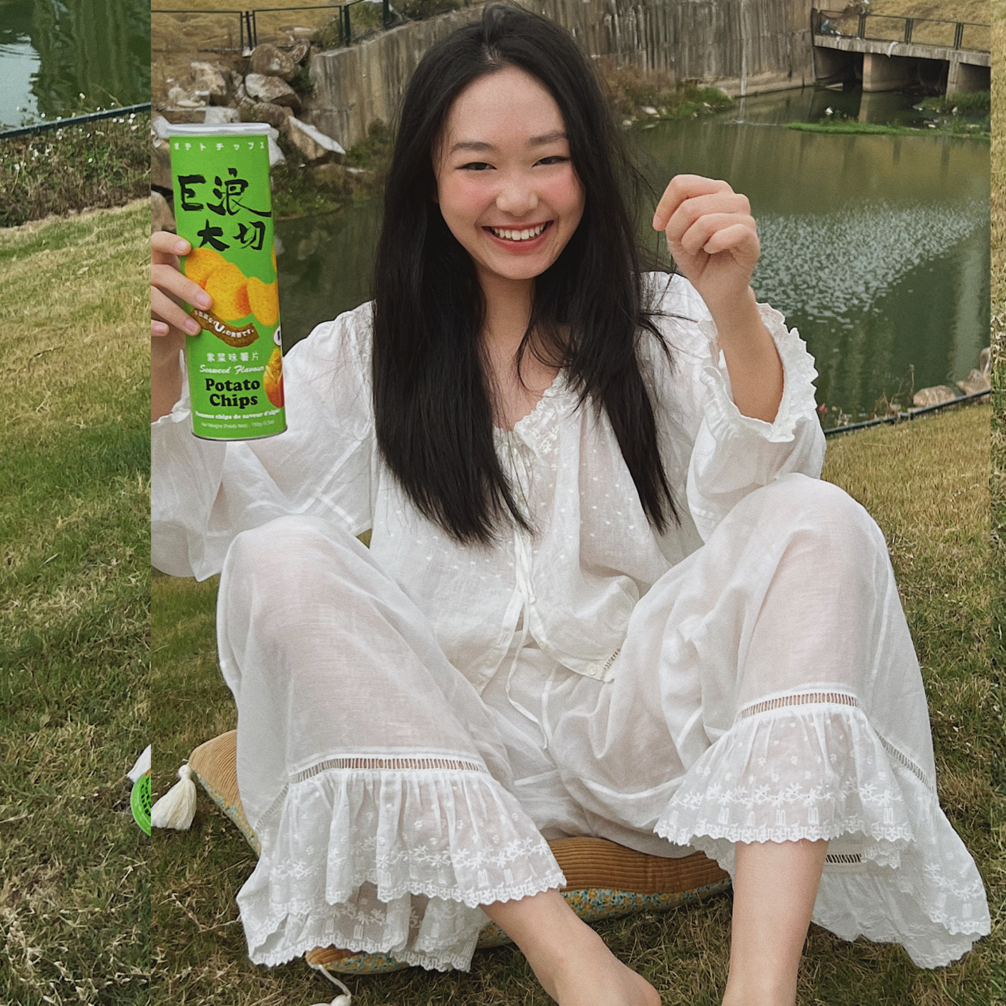 纯棉白色睡衣套装宽松宫廷家居服