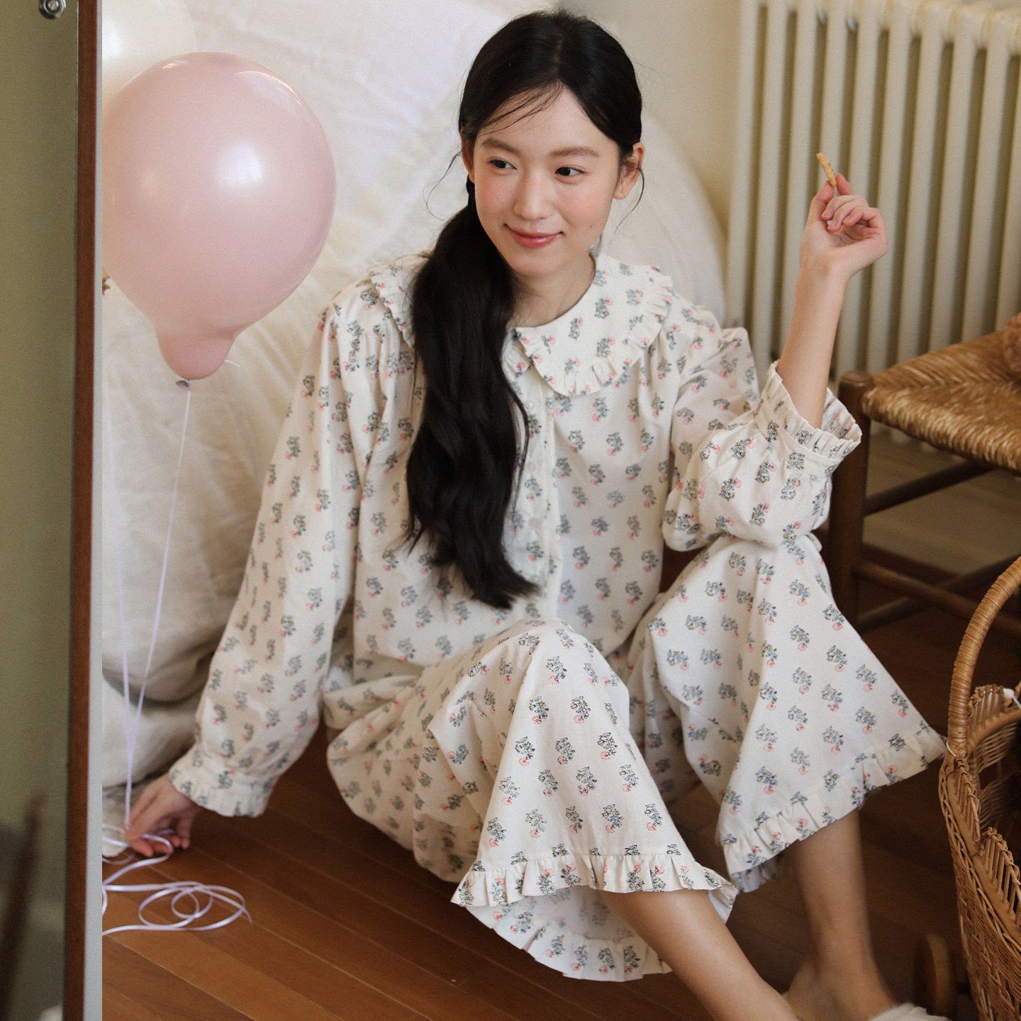 春季甜美女款碎花睡衣女纯棉2026新款女士家居服套装可外穿春