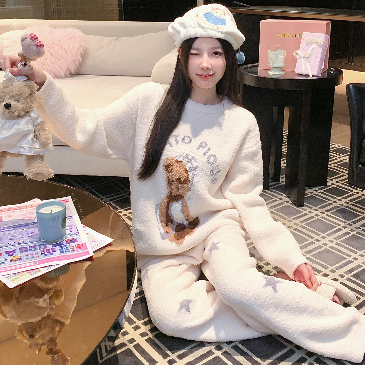 软绵绵睡衣长袖长裤家居服套装