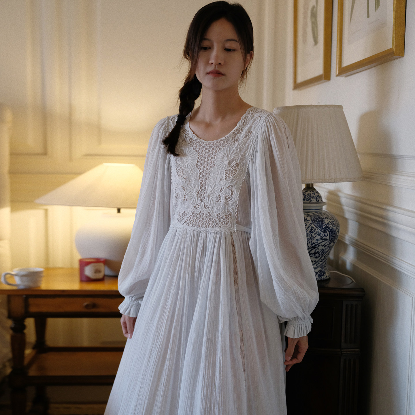 女士独特绝美睡裙女2026新款春长款女款高级感宫廷风睡衣女纯棉夏