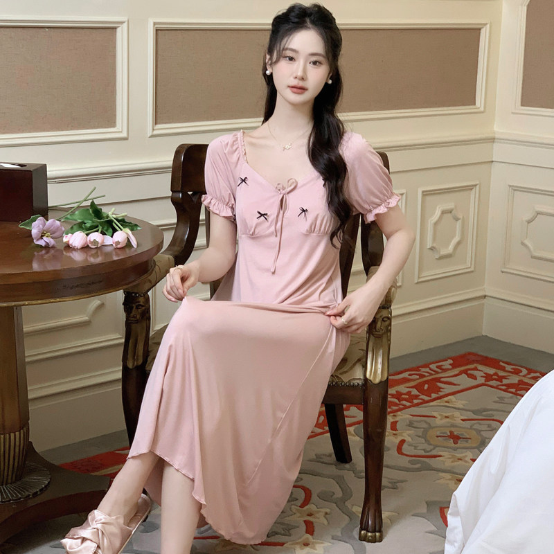 莫代尔睡裙带胸垫夏季女款高级感性感睡衣女夏短袖家居服2026新款