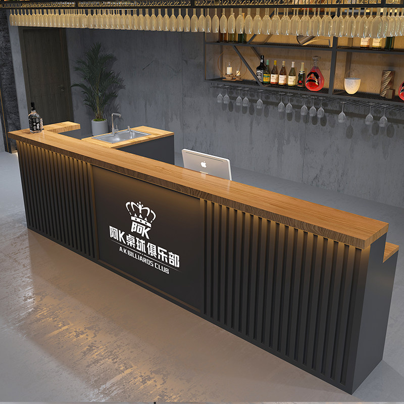 台球厅铁艺收银台清吧体育馆接待台咖啡店复古工业酒吧转角柜台桌