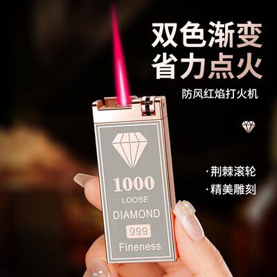 CL2419金属双镀红火前滚点火防风充气创意电子感应直冲礼品打火机
