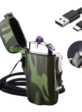 防水打火机户外防风Type-c充电口双火电弧脉冲离子无火焰打火机跨