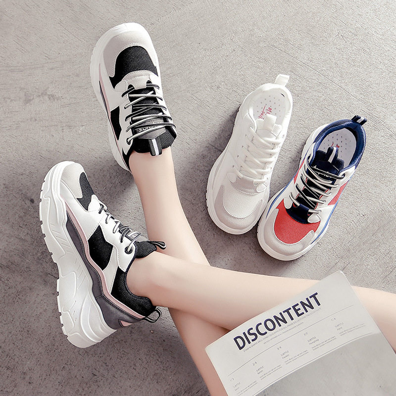 Korean version of old daddy shoes 2019 Amoi ins Ultra-fire Versatile White shoes The thickness of the bottom Net surface ventilation Harajuku gym shoesin the Women's Shoes, Low shoes  category - from Buy2taobao.com to provide professional Taobao agent buy service