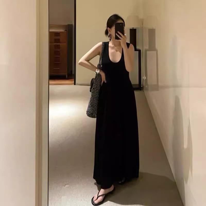 大码高级感宽松显瘦背心连衣裙
