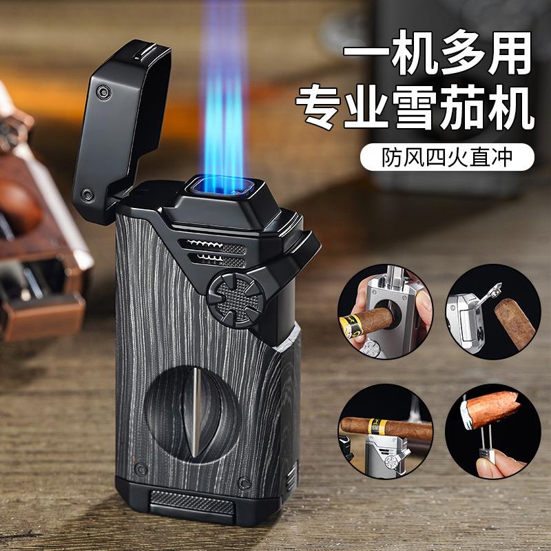 创意四直冲打火机防风金属机身炫酷打火机高级感多功能打火机礼品