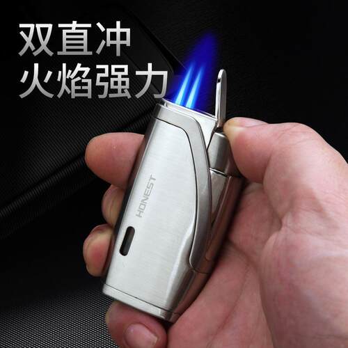 百诚双直冲防风创意便携打火机精品金属充气雪茄火机厂家直销
