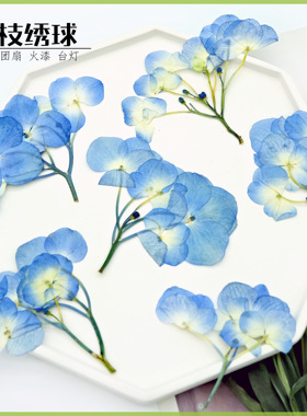 蓝色带枝绣球压花干花相框手账素材火漆信封搭配装饰滴胶diy材料