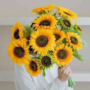 向日葵仿真花摆件客厅干花摆设餐桌花太阳花假花绢花装 饰拍摄道具