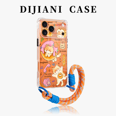 猫咪面包斜挎手机壳透明