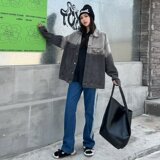 MC204-P68渐变色牛仔外套男女新款春季宽松韩版美式复古港风夹克，女装短外套，星座1611A