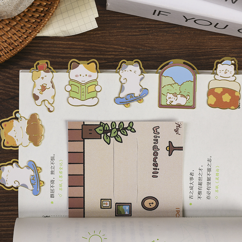 可爱卡通猫咪金属书签古典中国风故宫文创纪念品ins个性创意高档精致学生阅读书页夹索引创意礼物古风文具