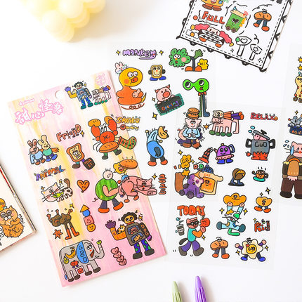 ins风可爱趣味卡通贴纸萌趣岛屿系列儿童女孩PET防水造景手账diy素材咕卡相册笔记本电脑水杯手机壳装饰贴画