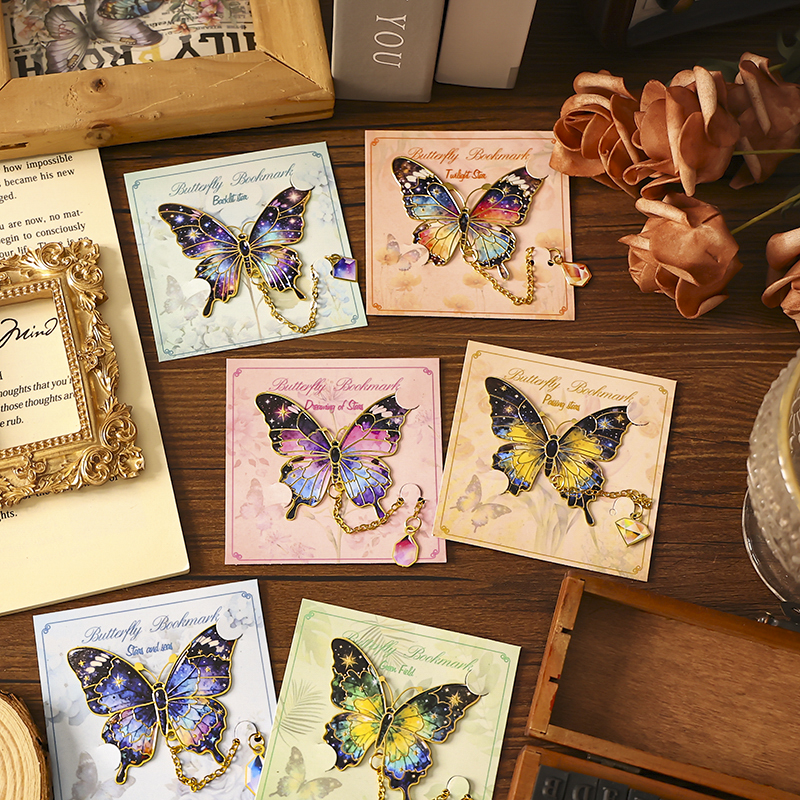蝴蝶金属书签复古油画阅读书页夹