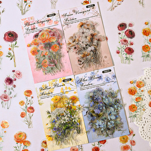 花样乐章系列ins风高颜值复古植物花卉贴纸手账日记手帐拼贴diy装饰素材创意高级感咕卡流麻手机壳水杯贴画