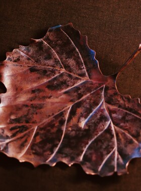 杯垫茶垫茶托茶具手工紫铜仿生器梧桐叶壶承  自然着色